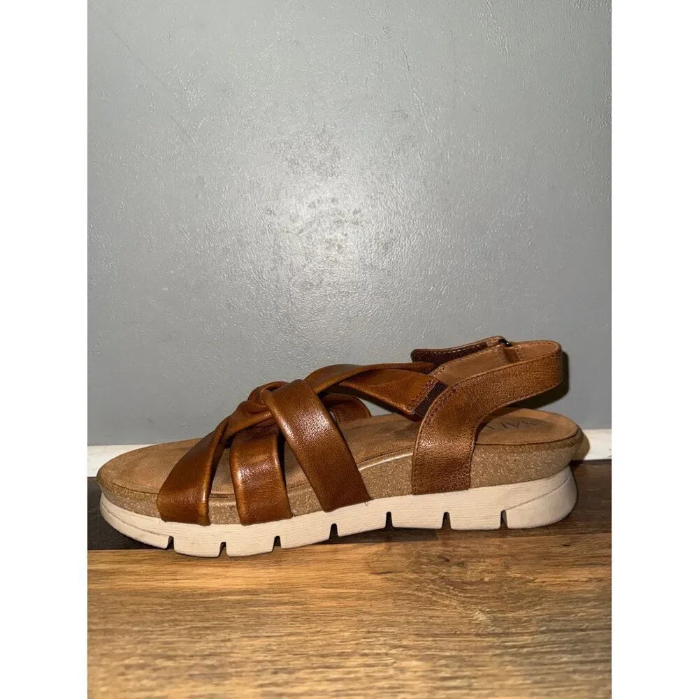 Salvia Birch‎ Veronica Cognac Leather Sandals Size 38 -7.5